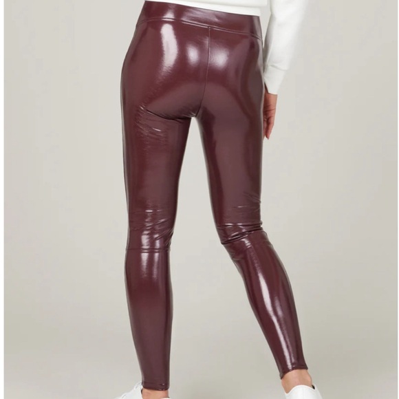 SPANX maroon shiny leggings - Picture 1 of 6
